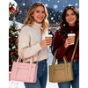 BAGSMART Boxy Tote Bag for Women, Crossbody Bag with Zipper, Crush Bow Purses for Travel Work College(Light Pink)