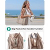 BAGSMART Boxy Tote Bag for Women, Crossbody Bag with Zipper, Crush Bow Purses for Travel Work College(Tan)