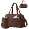 BAGSMART 2 Set Gym Bag for Women, Yoga Bag with Water Bottle Holder, Camel | For yoga travel sports dance, 25L pilates bag, overnight duffle bag(Chocolate)