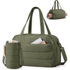BAGSMART 2 Set Gym Bag for Women, Yoga Bag with Water Bottle Holder, Camel | For yoga travel sports dance, 25L pilates bag, overnight duffle bag(Green)