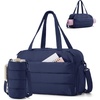 BAGSMART 2 Set Gym Bag for Women, Yoga Bag with Water Bottle Holder, Camel | For yoga travel sports dance, 25L pilates bag, overnight duffle bag(Navy)