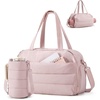 BAGSMART 2 Set Gym Bag for Women, Yoga Bag with Water Bottle Holder, Camel | For yoga travel sports dance, 25L pilates bag, overnight duffle bag(Pink)