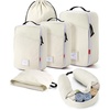 BAGSMART 6 Set Packing Cubes for Travel with Budget Airline Neck Pillow | Travel essentials, Premium Taslan luggage organizers for all suitcases, Ultimate budget airline hack, 100% Personal item safe(Beige)