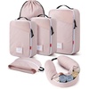 BAGSMART 6 Set Packing Cubes for Travel with Budget Airline Neck Pillow | Travel essentials, Premium Taslan luggage organizers for all suitcases, Ultimate budget airline hack, 100% Personal item safe(Baby Pink)