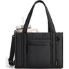 BAGSMART Boxy Tote Bag for Women, Crossbody Bag with Zipper, Crush Bow Purses for Travel Work College(Black)