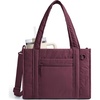 BAGSMART Boxy Tote Bag for Women, Crossbody Bag with Zipper, Crush Bow Purses for Travel Work College(Burgundy Bay)