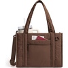 BAGSMART Boxy Tote Bag for Women, Crossbody Bag with Zipper, Crush Bow Purses for Travel Work College(Coffee)
