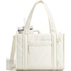BAGSMART Boxy Tote Bag for Women, Crossbody Bag with Zipper, Crush Bow Purses for Travel Work College(Cream)