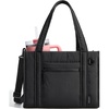 BAGSMART Boxy Tote Bag for Women, Crossbody Bag with Zipper, Crush Bow Purses for Travel Work College(Jet Black)