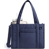 BAGSMART Boxy Tote Bag for Women, Crossbody Bag with Zipper, Crush Bow Purses for Travel Work College(Navy)