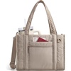 BAGSMART Boxy Tote Bag for Women, Crossbody Bag with Zipper, Crush Bow Purses for Travel Work College(Tan)