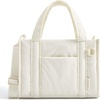 BAGSMART Boxy Tote Bag for Women, Crossbody Bag with Zipper, Crush Bow Purses for Travel Work College(White)