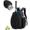 BAGSMART Tennis Gym Bag for Women, 3-in-1 Sports Duffle Sling Backpack | Fits 40oz Tumblers, 15.6″ Laptop & Shoes, Converts to a Gym Duffle, Travel Sling, or Court Backpack for 2 Rackets/Paddles(E-Jet Black)