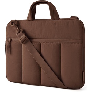BAGSMART 15.6 Inch Laptop Sleeve with Handle and Accessory Pocket for Work | Quilted Laptop Bag for Women with Shoulder Strap, Compatible with M5 MacBook Pro 16, HP, Dell, Lenovo, ASUS for College(S-Coffee Brown)