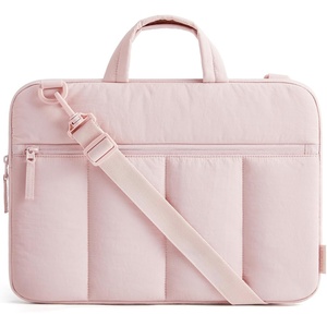 BAGSMART 15.6 Inch Laptop Sleeve with Handle and Accessory Pocket for Work | Quilted Laptop Bag for Women with Shoulder Strap, Compatible with M5 MacBook Pro 16, HP, Dell, Lenovo, ASUS for College(Baby Pink)
