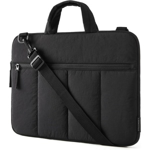 BAGSMART 15.6 Inch Laptop Sleeve with Handle and Accessory Pocket for Work | Quilted Laptop Bag for Women with Shoulder Strap, Compatible with M5 MacBook Pro 16, HP, Dell, Lenovo, ASUS for College(S-Black)