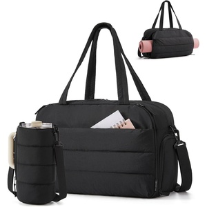 BAGSMART 2 Set Gym Bag for Women, Yoga Bag with Water Bottle Holder, Camel | For yoga travel sports dance, 25L pilates bag, overnight duffle bag(Black)