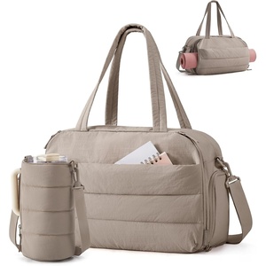 BAGSMART 2 Set Gym Bag for Women, Yoga Bag with Water Bottle Holder, Camel | For yoga travel sports dance, 25L pilates bag, overnight duffle bag(Camel)