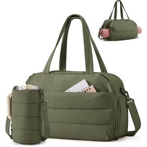 BAGSMART 2 Set Gym Bag for Women, Yoga Bag with Water Bottle Holder, Camel | For yoga travel sports dance, 25L pilates bag, overnight duffle bag(Green)