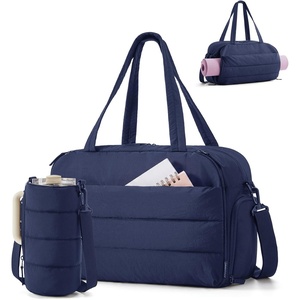 BAGSMART 2 Set Gym Bag for Women, Yoga Bag with Water Bottle Holder, Camel | For yoga travel sports dance, 25L pilates bag, overnight duffle bag(Navy)
