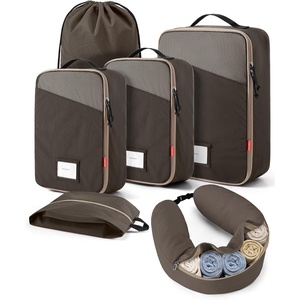 BAGSMART 6 Set Packing Cubes for Travel with Budget Airline Neck Pillow | Travel essentials, Premium Taslan luggage organizers for all suitcases, Ultimate budget airline hack, 100% Personal item safe(Charcoal Grey)