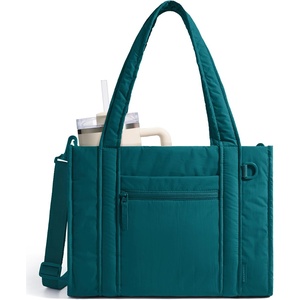 BAGSMART Boxy Tote Bag for Women, Crossbody Bag with Zipper, Crush Bow Purses for Travel Work College(Deep Marina)