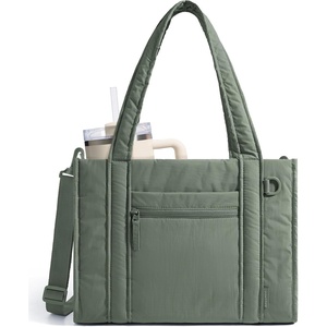 BAGSMART Boxy Tote Bag for Women, Crossbody Bag with Zipper, Crush Bow Purses for Travel Work College(Sage)
