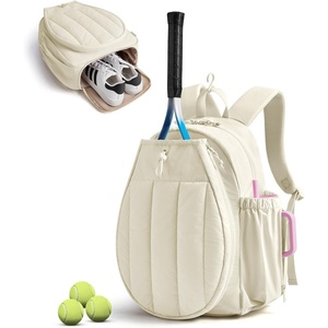 BAGSMART Tennis Gym Bag for Women, 3-in-1 Sports Duffle Sling Backpack | Fits 40oz Tumblers, 15.6″ Laptop & Shoes, Converts to a Gym Duffle, Travel Sling, or Court Backpack for 2 Rackets/Paddles(G-Beige)