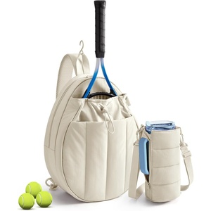 BAGSMART Tennis Gym Bag for Women, 3-in-1 Sports Duffle Sling Backpack | Fits 40oz Tumblers, 15.6″ Laptop & Shoes, Converts to a Gym Duffle, Travel Sling, or Court Backpack for 2 Rackets/Paddles(R-Puff White)