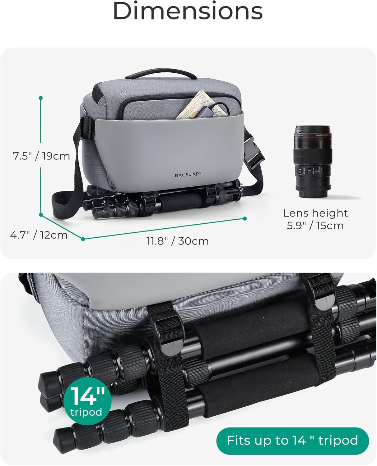 image:imageBAGSMART Camera Sling Bag Small Camera Bags for Photographers with Tripod Holder Waterproof DSLRSLRMirrorless Camera Bags Crossbody with Rain Cover Compatible with Canon Sony Nikon BeigeBeige