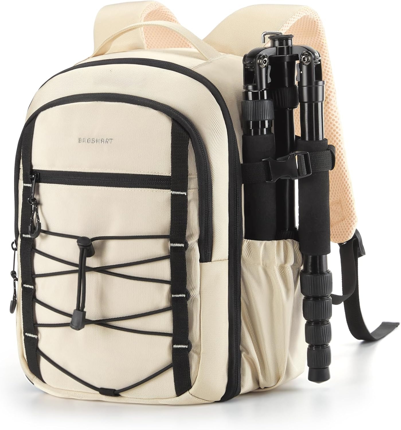 image:imageBAGSMART Small Camera Backpack DSLR SLR Small Camera Bag Fits 13 Inch Laptop Camera Backpack with Rain Cover amp Tripod HolderBeige