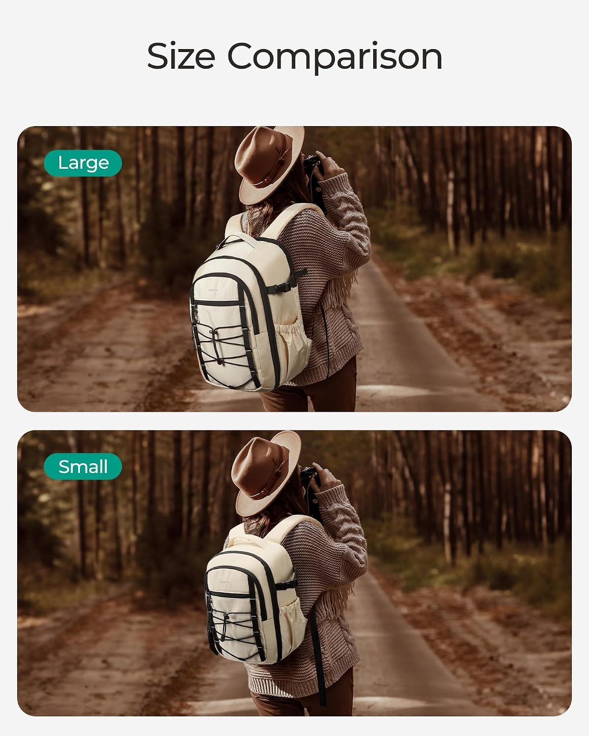 image:imageBAGSMART Small Camera Backpack DSLR SLR Small Camera Bag Fits 13 Inch Laptop Camera Backpack with Rain Cover amp Tripod HolderBeige