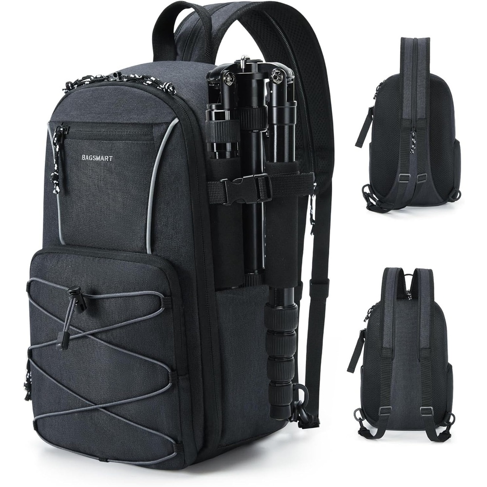 image:imageBAGSMART Small Camera Sling Bag DSLRSLR Camera Bag Fits 11 Tablet Camera Shoulder Bag for Photographers With Tripod HolderBlack