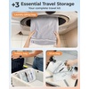 BAGSMART Vacuum Seal Storage Bags for Clothing Travel, 18 Pack Travel Essentials Bundle includes Laundry Bag & Waterproof Shoe Bag & TSA Approved Toiletry Bag, Hand Pump Included(Gray)