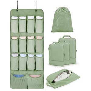 BAGSMART Hanging Compression Packing Cubes for Closet Organizers And Storage, 6 Set Suitcase Organizer Bags Set, Cruise Travel Essentials for Women | Hanging(Forest Green)