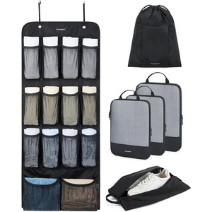 BAGSMART Hanging Compression Packing Cubes for Closet Organizers And Storage, 6 Set Suitcase Organizer Bags Set, Cruise Travel Essentials for Women | Hanging(Black)