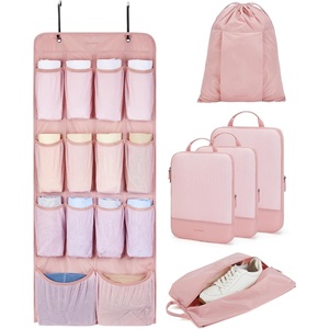 BAGSMART Hanging Compression Packing Cubes for Closet Organizers And Storage, 6 Set Suitcase Organizer Bags Set, Cruise Travel Essentials for Women | Hanging(Baby Pink)