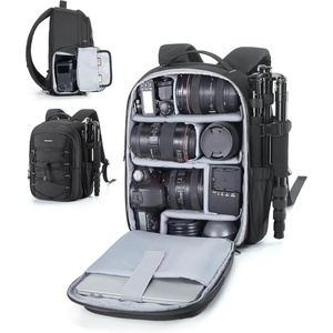 BAGSMART Small Camera Backpack, DSLR SLR Small Camera Bag Fits 13 Inch Laptop, Camera Backpack with Rain Cover & Tripod Holder(Black)