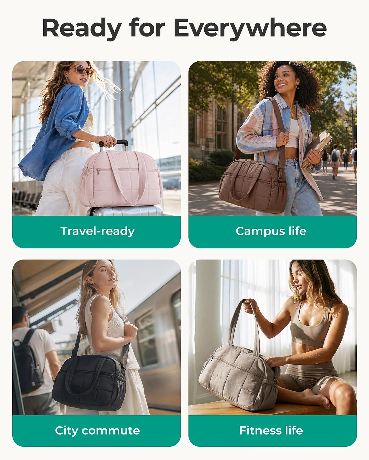 image:imageBAGSMART Small Gym Bag for Women 2 Set Travel Duffel Bags Camel 20L small gym bag cute duffle bag for travel lightweight carry on bag weekender overnight bag hospital bagPurple