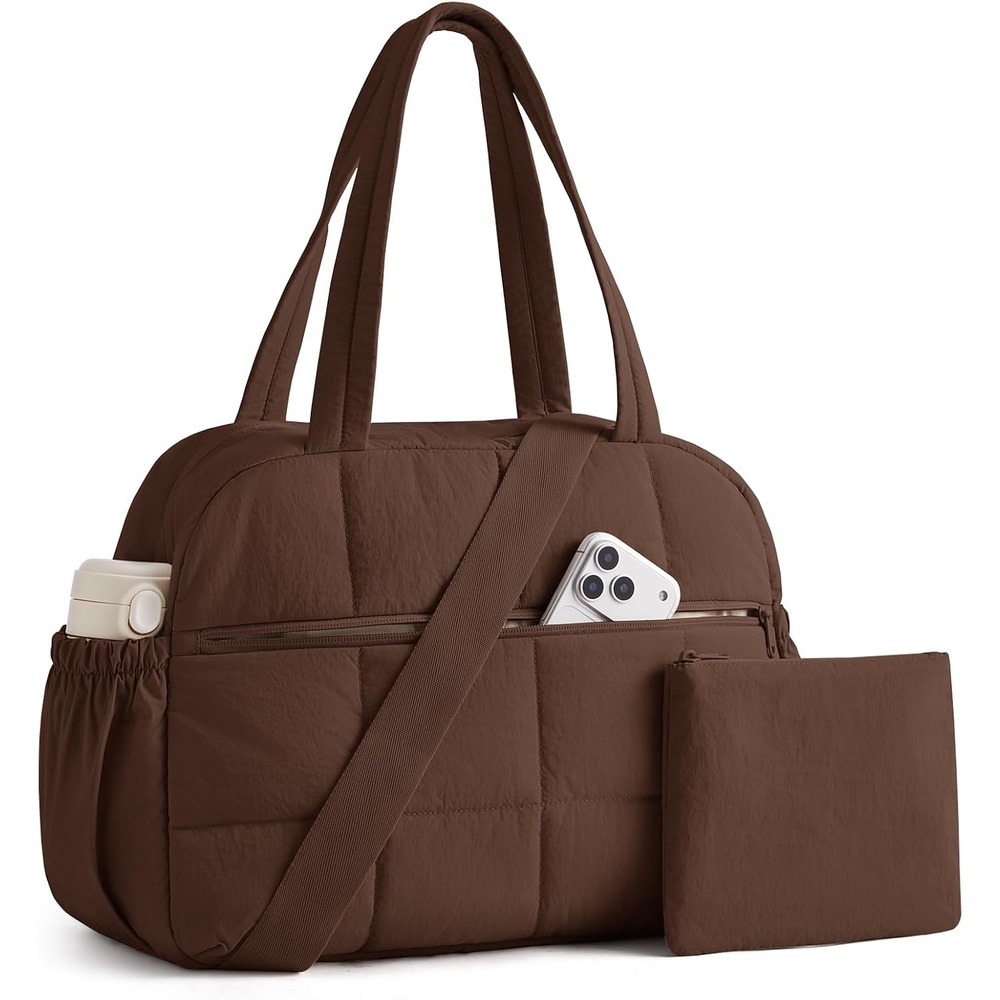 image:imageBAGSMART Small Gym Bag for Women 2 Set Travel Duffel Bags Camel 20L small gym bag cute duffle bag for travel lightweight carry on bag weekender overnight bag hospital bagChocolate