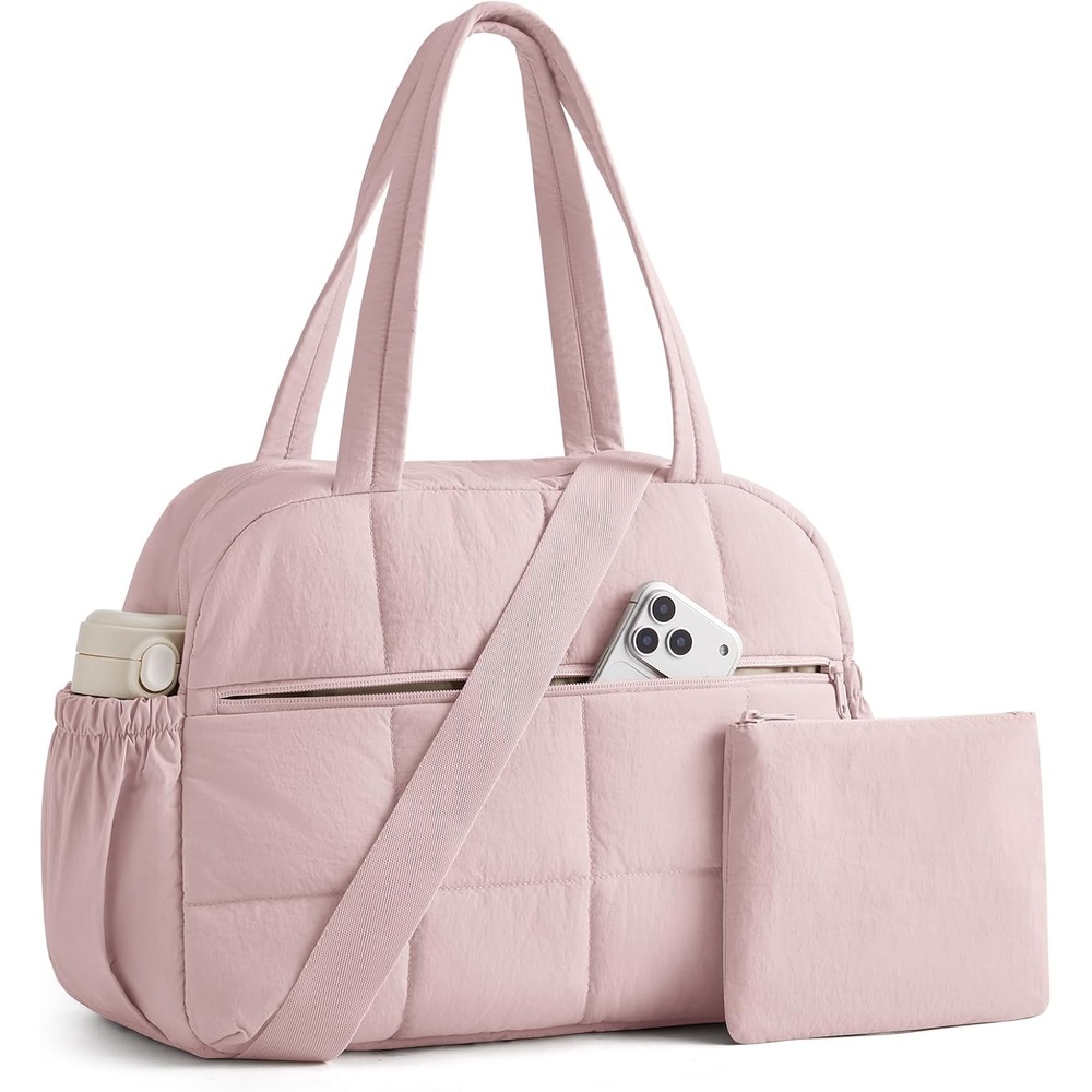 image:imageBAGSMART Small Gym Bag for Women 2 Set Travel Duffel Bags Camel 20L small gym bag cute duffle bag for travel lightweight carry on bag weekender overnight bag hospital bagPink