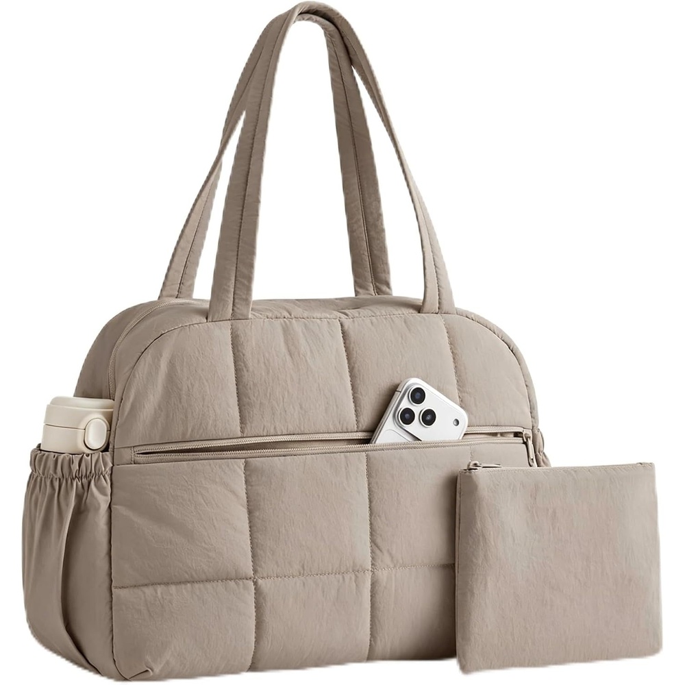 image:imageBAGSMART Small Gym Bag for Women 2 Set Travel Duffel Bags Camel 20L small gym bag cute duffle bag for travel lightweight carry on bag weekender overnight bag hospital bagCamel