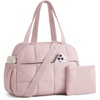 BAGSMART Small Gym Bag for Women, 2 Set Travel Duffel Bags, Camel | 20L small gym bag, cute duffle bag for travel, lightweight carry on bag, weekender overnight bag hospital bag(Pink)