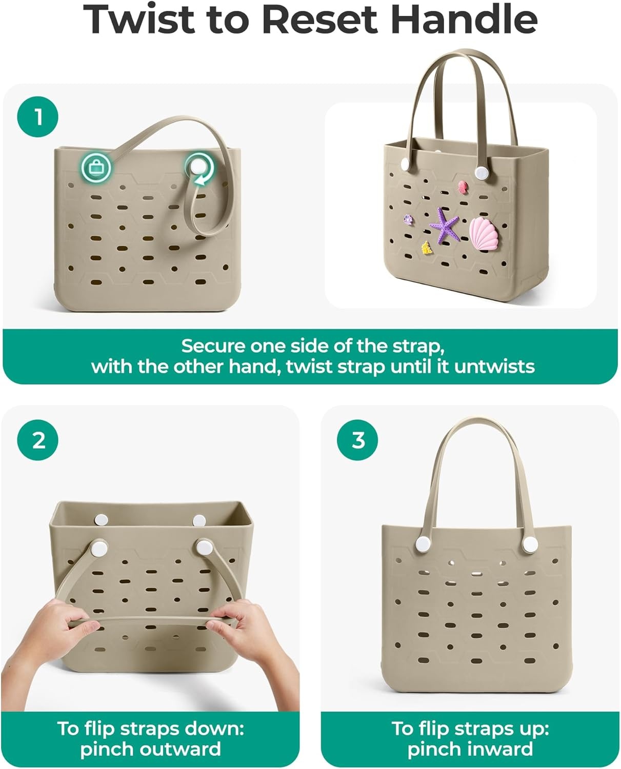 image:imageBAGSMART Beach Bag for Women Waterresistant Rubber Tote Bag Sandproof Vacation Essentials for Summer Swim Cruise PoolApricot