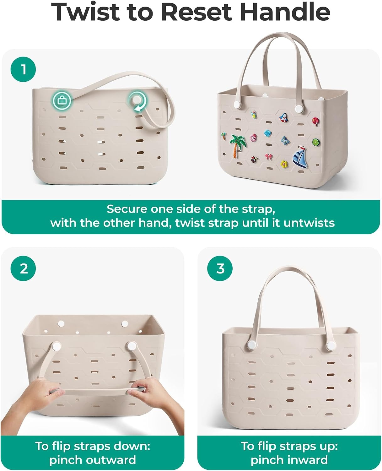 image:imageBAGSMART Beach Bag for Women Waterresistant Rubber Tote Bag Sandproof Vacation Essentials for Summer Swim Cruise PoolLight Blue