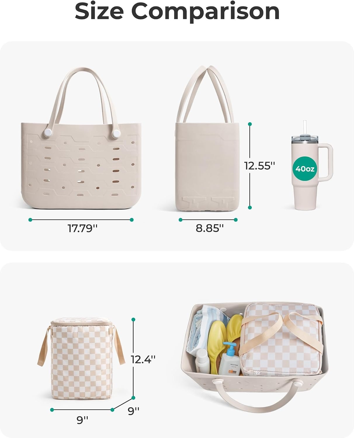 image:imageBAGSMART Beach Bag for Women Waterresistant Rubber Tote Bag Sandproof Vacation Essentials for Summer Swim Cruise PoolLight Blue