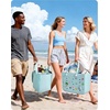 BAGSMART Beach Bag for Women, Water-resistant Rubber Tote Bag, Sandproof Vacation Essentials for Summer Swim Cruise Pool(Light Blue)