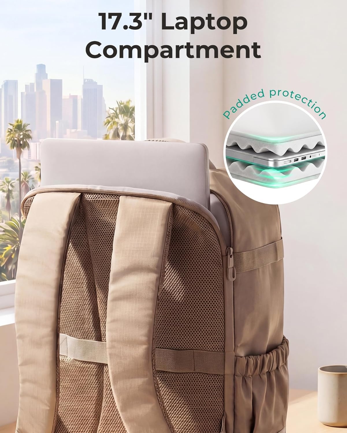 image:imageBAGSMART 35L Travel Backpack for Women amp Men Fits 17Inch Laptop Airline Approved Carry On Backpack with Wet Pocket amp Shoe Pouch WaterResistant Personal Item Travel Bag BlackCoffee Brown