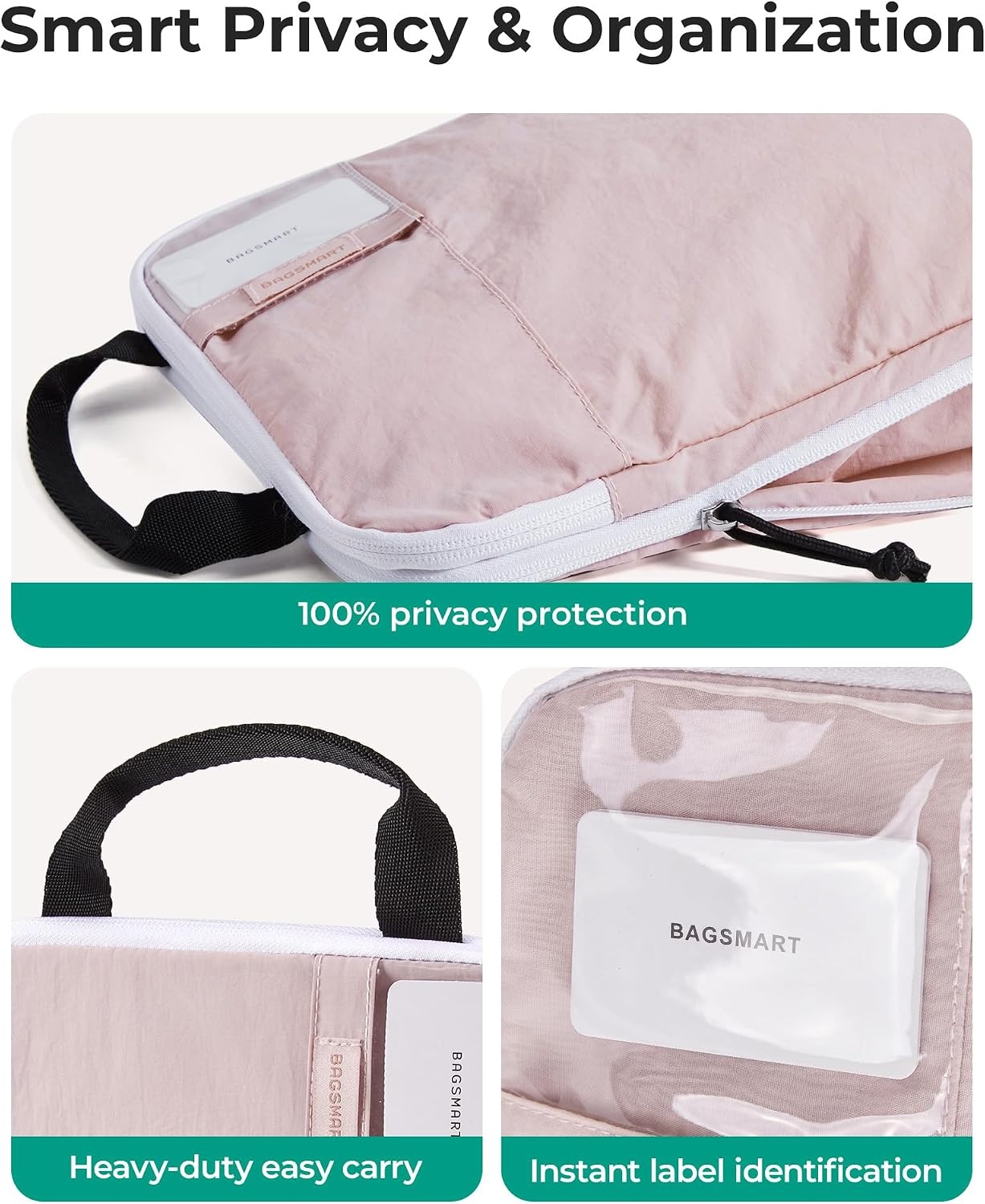 image:imageBAGSMART 6 Set Compression Packing Cubes Travel Essentials with Neck Pillow Premium taslan organizer bags for budget airline carryons luggage suitcases closets cruisesCrimson Purple