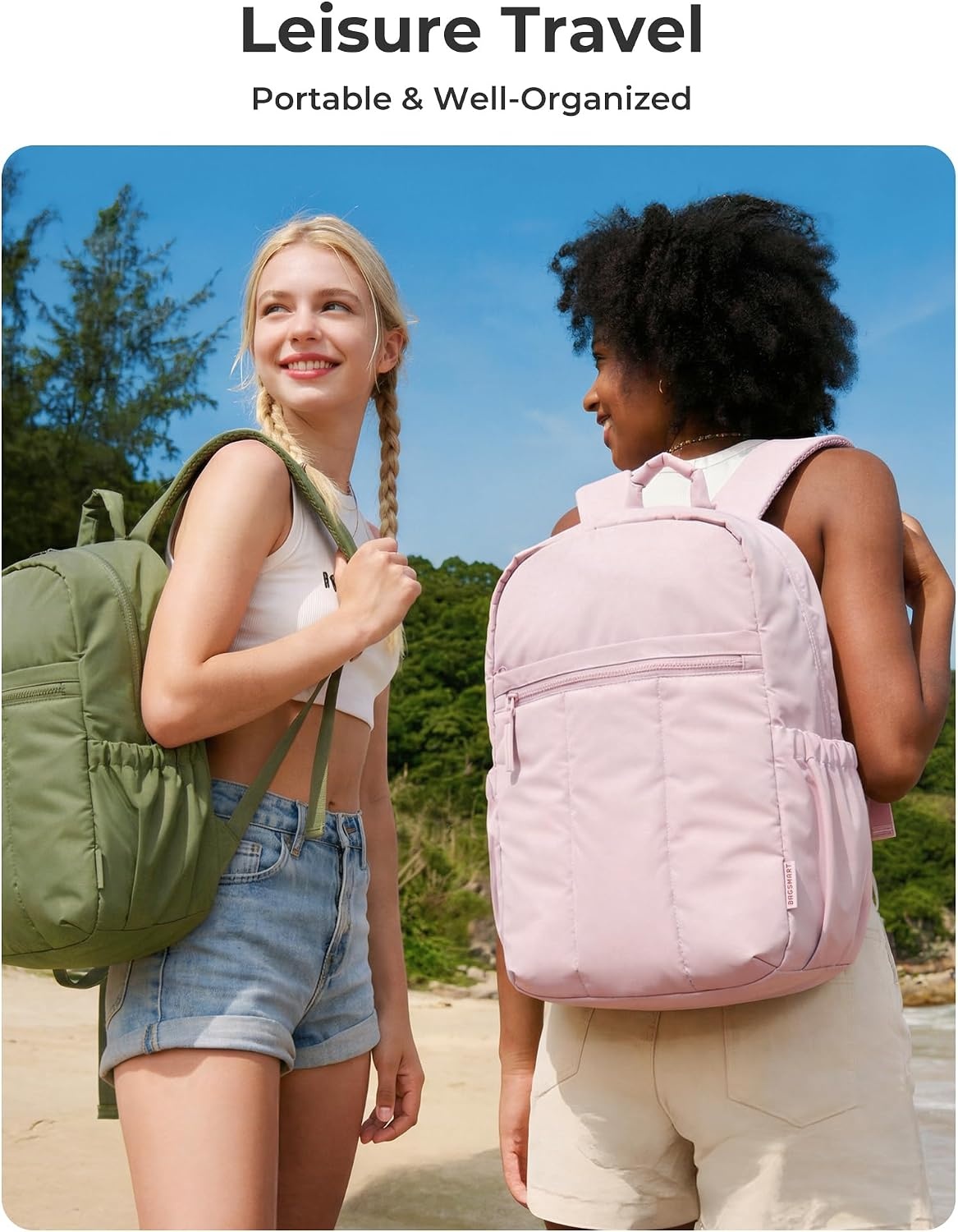 image:imageBAGSMART Backpack for Women Travel Backpack with Large Side Pocket 156 Inch Work College Backpack Purse Waterproof Business Teacher Laptop Bag Camel156 Inpink
